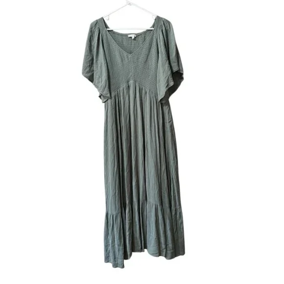 knee length dresses for ladies Smocked Tie Strap Midi main image 0